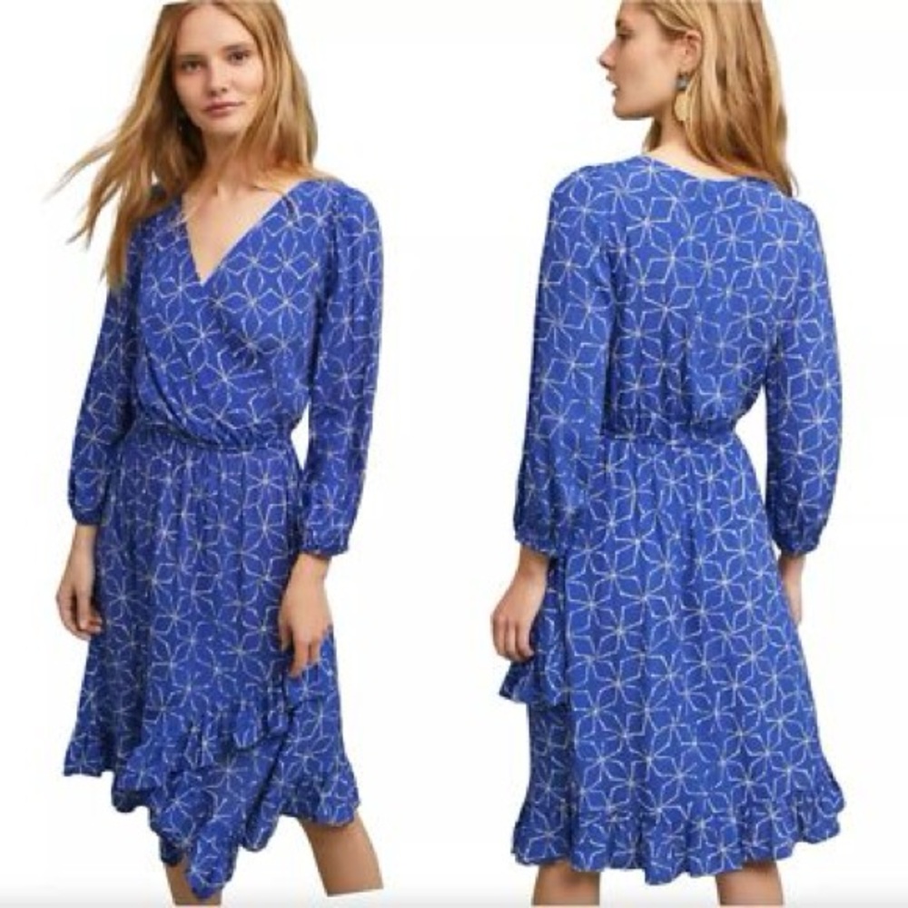 Anthropologie | Tracy Reese Blue Ruffle Dress